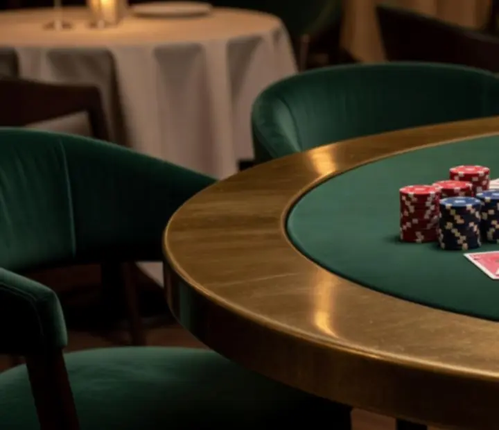 Specjalny stół pokerowy w eleganckim wnętrzu restauracji Ogrods Potkan.