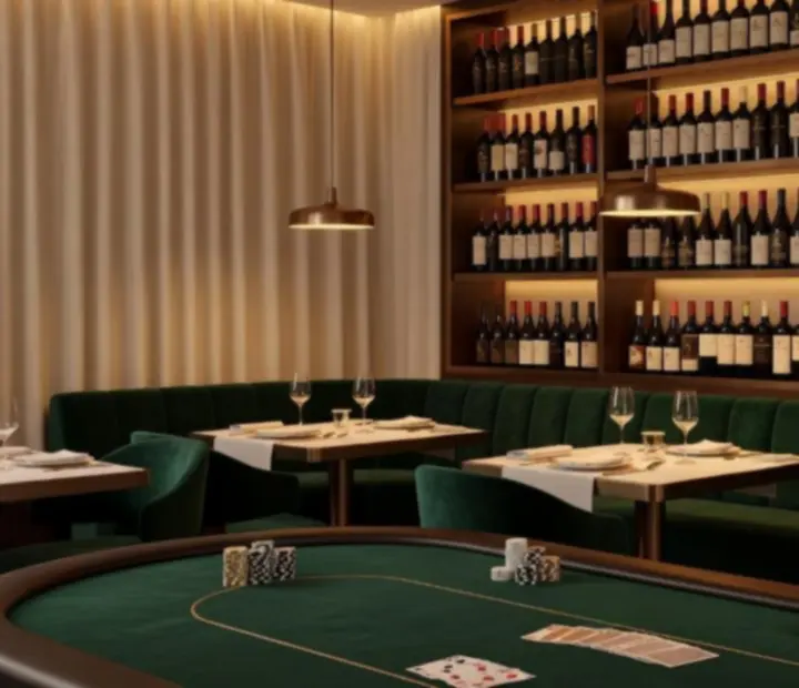 Lada restauracyjna z butelkami wina