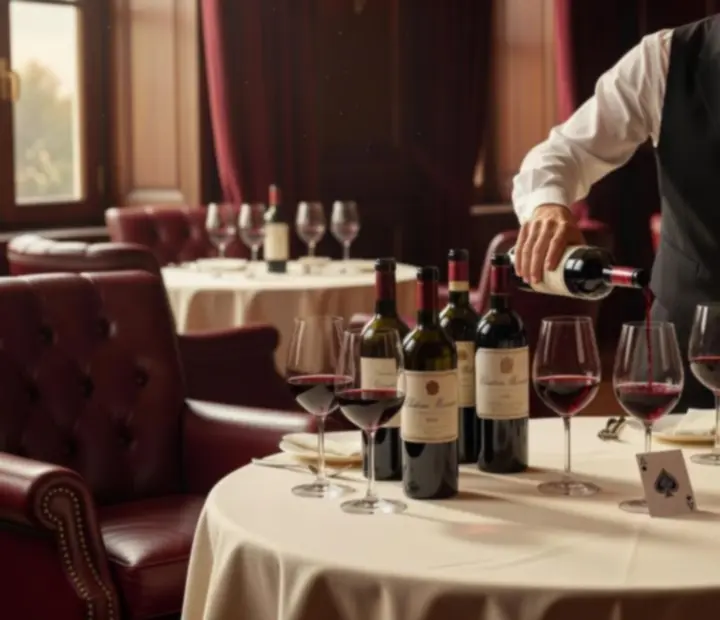 Sommelier prezentuje wybór win na eleganckim stole w restauracji