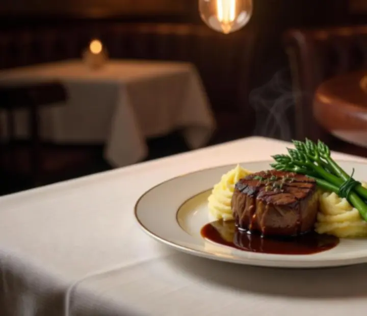 Wykwintne wieczorne danie fine dining serwowane w restauracji Ogrods Potkan.